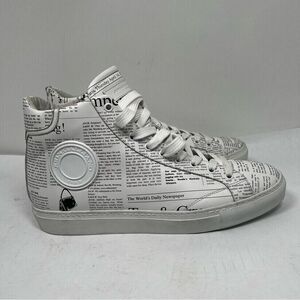 JOHN GALLIANO Paris GAZETTE White Leather High Top MEN'S Sneakers EUR 43